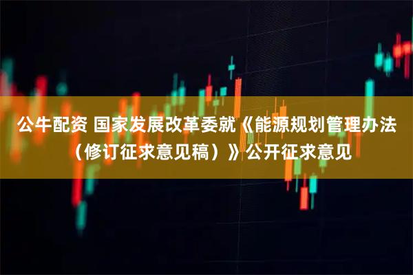 公牛配资 国家发展改革委就《能源规划管理办法 （修订征求意见稿）》公开征求意见